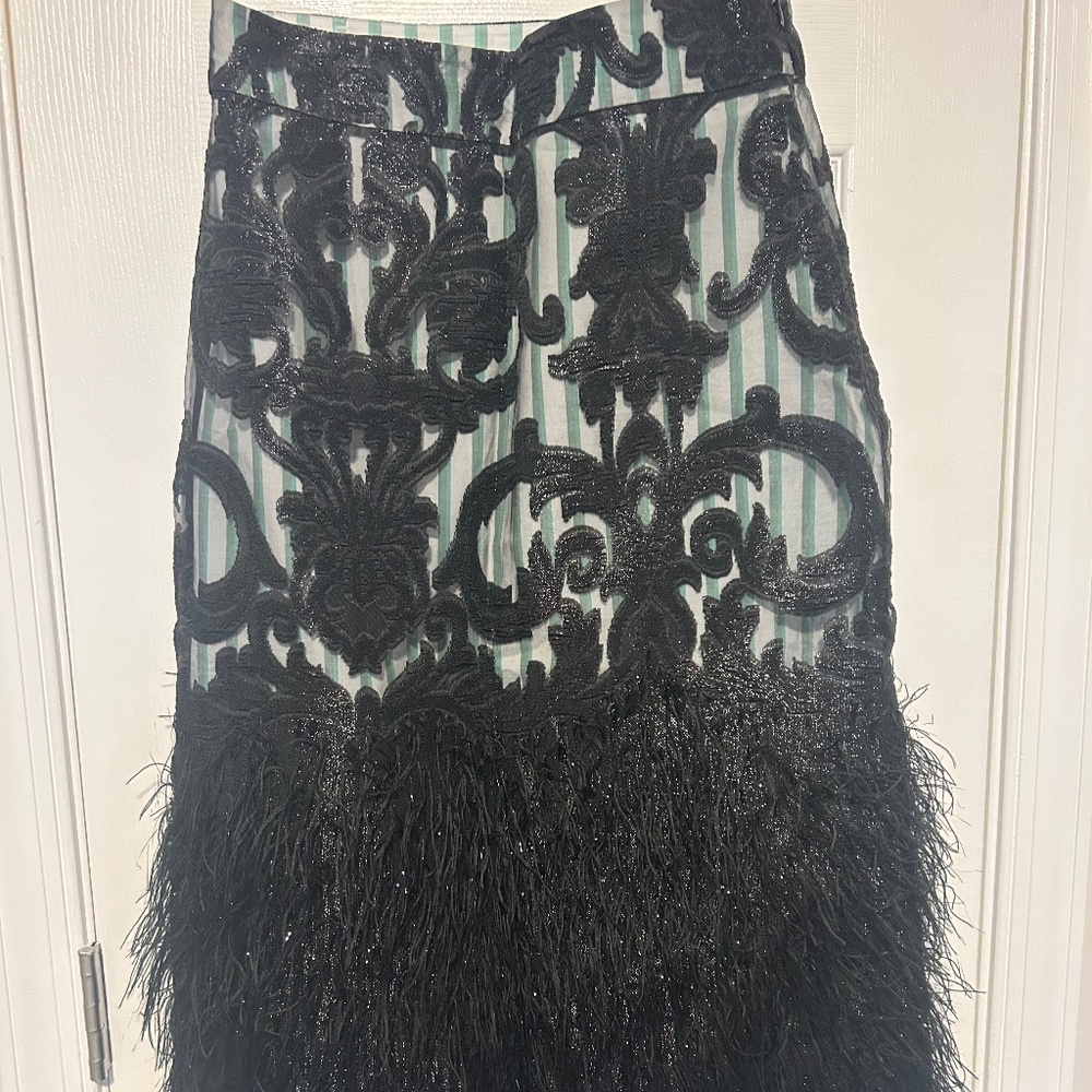 Ganni Striped Feather Midi Skirt